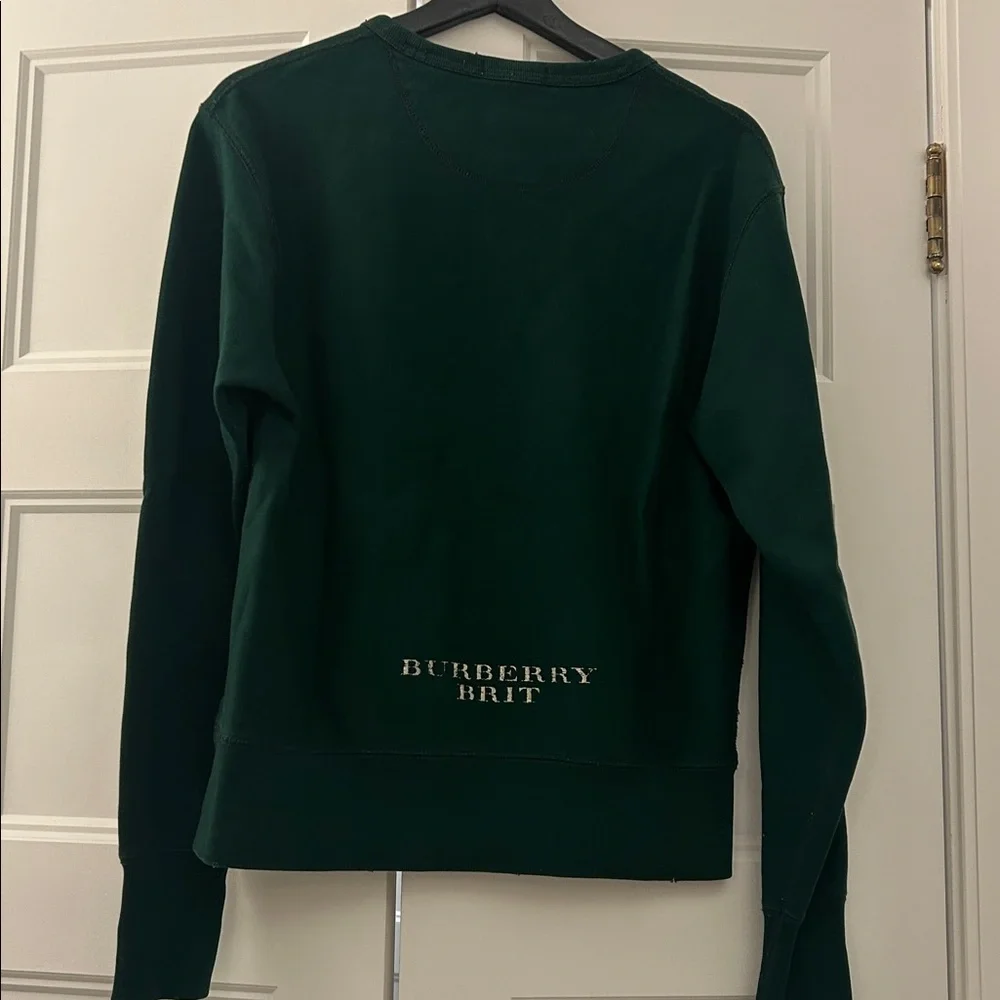 BURBERRY - Brit - Authentic Men’s Green Distressed Logo Sweatshirt size small - Picture 7 of 10